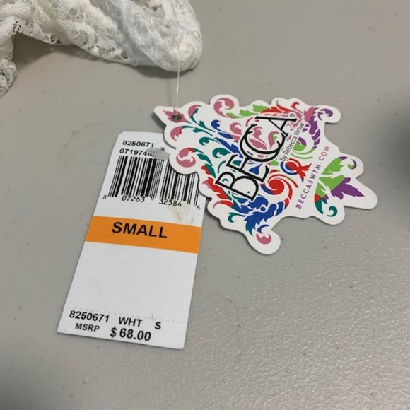 White Lace Beach Pant Beccaswim by Rebecca Virtue Size Small - Picture 6 of 6